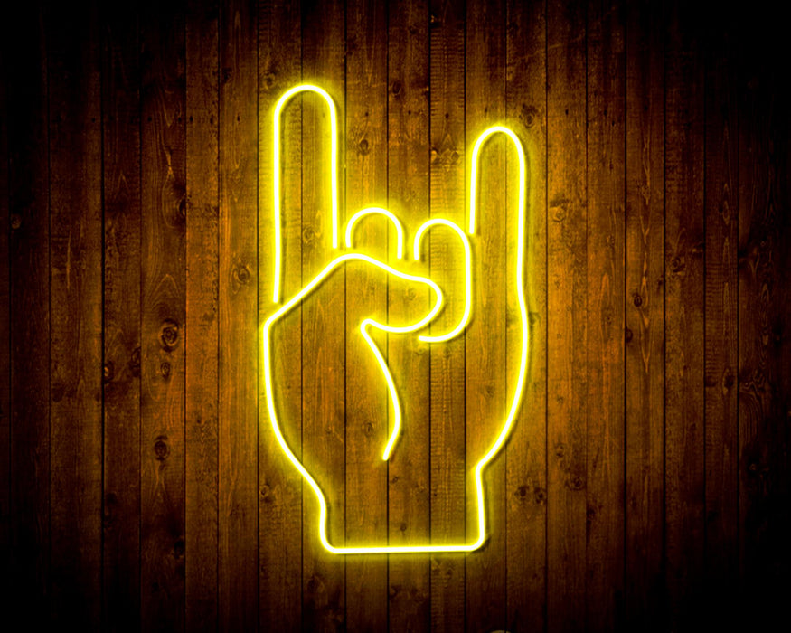 Rock & Roll Sign of the Horns Flex Silicone LED Sign (Neon-Style, LED Technology) - Way Up Gifts