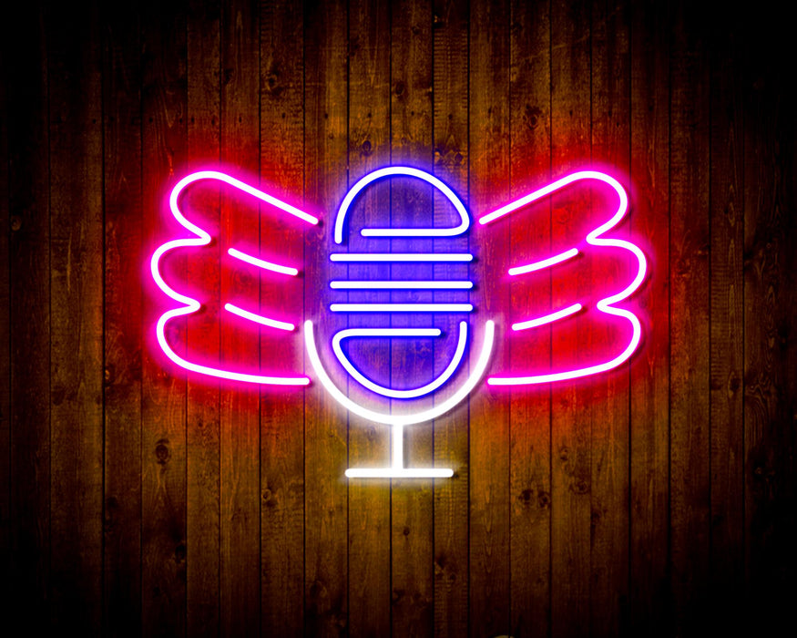 Microphone with Wings Flex Silicone LED Sign (Neon-Style, LED Technology) - Way Up Gifts