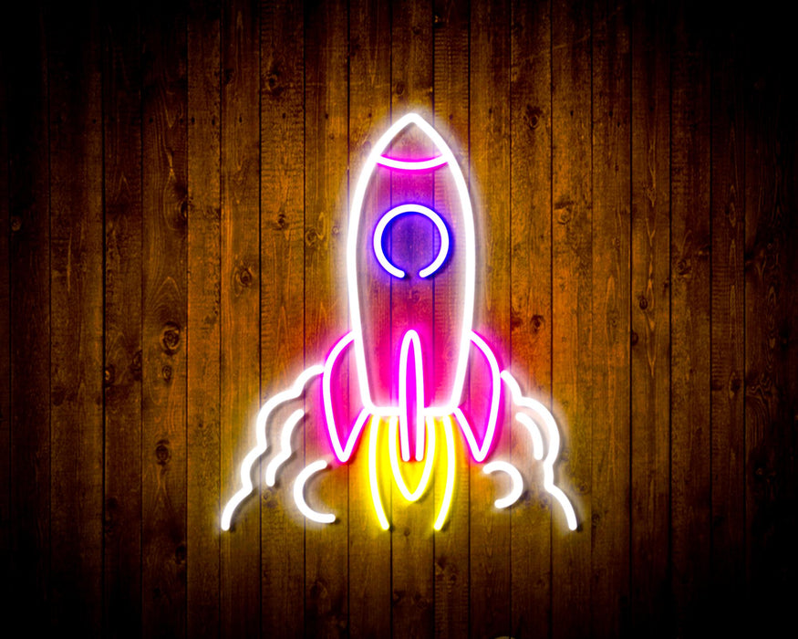 Rocket Spaceship Kid Room Decor Flex Silicone LED Sign (Neon-Style, LED Technology) - Way Up Gifts