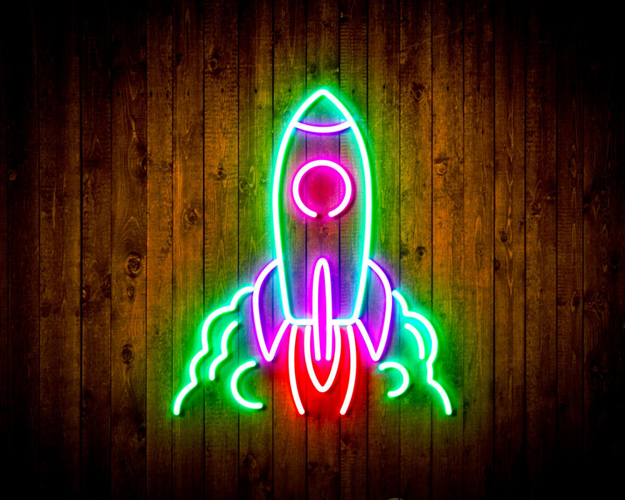 Rocket Spaceship Kid Room Decor Flex Silicone LED Sign (Neon-Style, LED Technology) - Way Up Gifts
