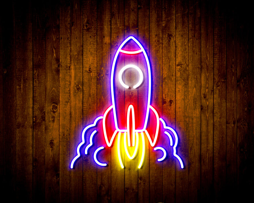Rocket Spaceship Kid Room Decor Flex Silicone LED Sign (Neon-Style, LED Technology) - Way Up Gifts