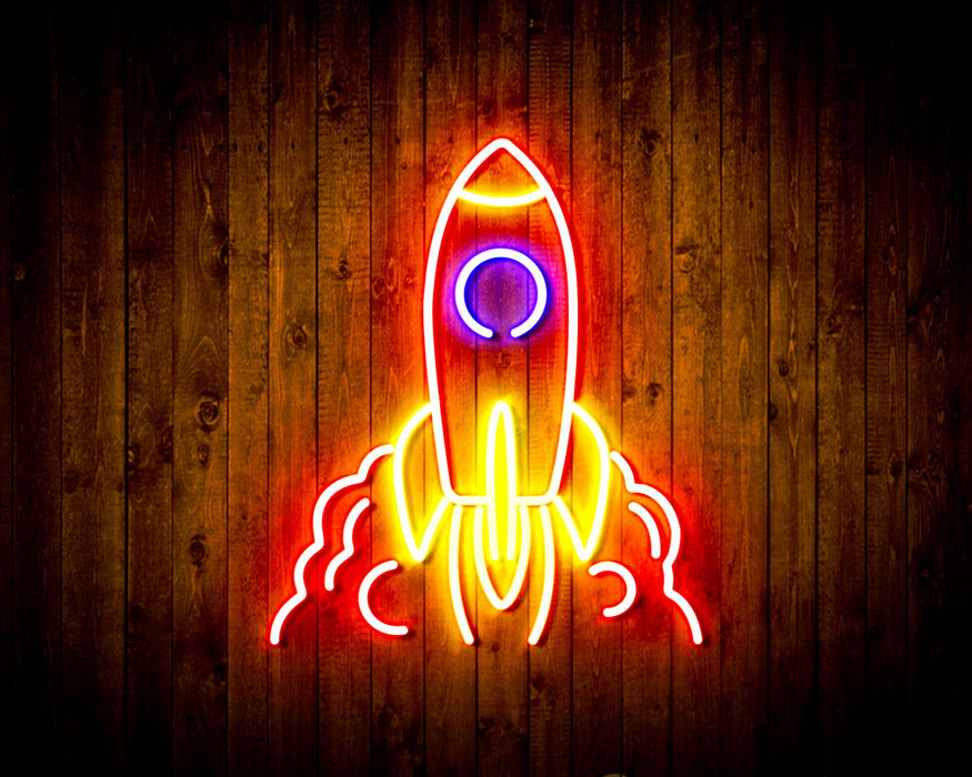 Rocket Spaceship Kid Room Decor Flex Silicone LED Sign (Neon-Style, LED Technology) - Way Up Gifts