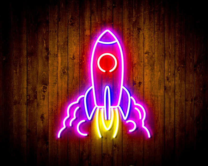 Rocket Spaceship Kid Room Decor Flex Silicone LED Sign (Neon-Style, LED Technology) - Way Up Gifts
