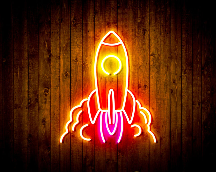 Rocket Spaceship Kid Room Decor Flex Silicone LED Sign (Neon-Style, LED Technology) - Way Up Gifts