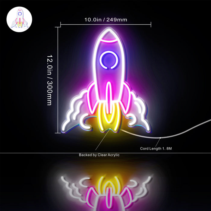Rocket Spaceship Kid Room Decor Flex Silicone LED Sign (Neon-Style, LED Technology) - Way Up Gifts