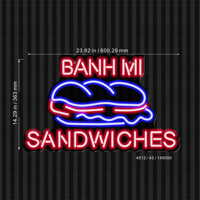Vietnamese Banh Mi Sandwiches Ultra-Bright LED Sign with Remote (Neon-Style, LED Technology) - Way Up Gifts