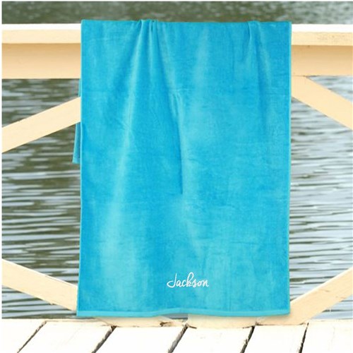 Script Font Custom Name Embroidered Beach Towel - Way Up Gifts