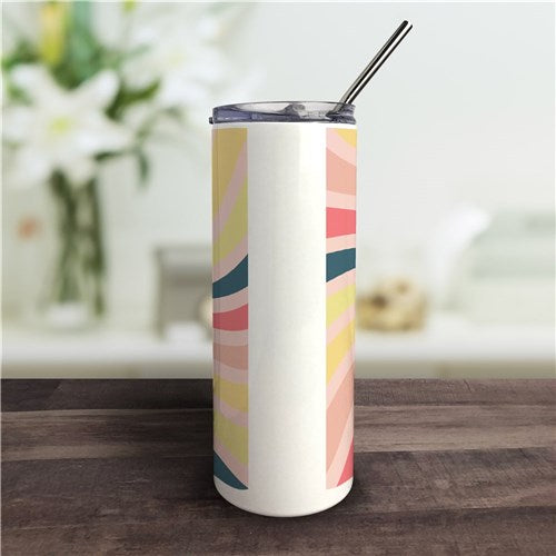 Retro Sunburst Tumbler - Personalized Summer Design with Straw - Way Up Gifts
