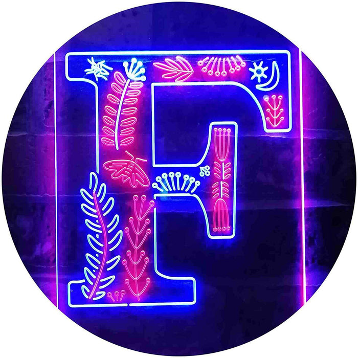 Family Name Letter F Monogram Initial LED Light Sign - Way Up Gifts