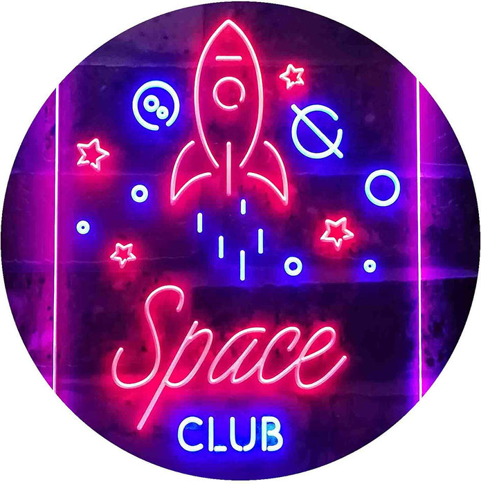 Rocket Space Club Kids Room Decor LED Light Sign - Way Up Gifts