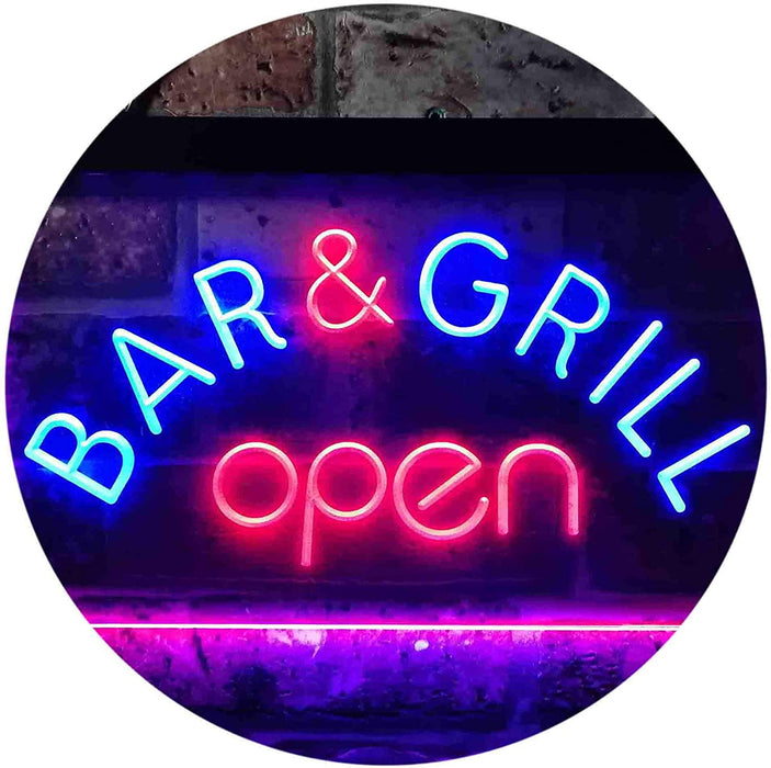 Bar & Grill Restaurant Open LED Light Sign - Way Up Gifts