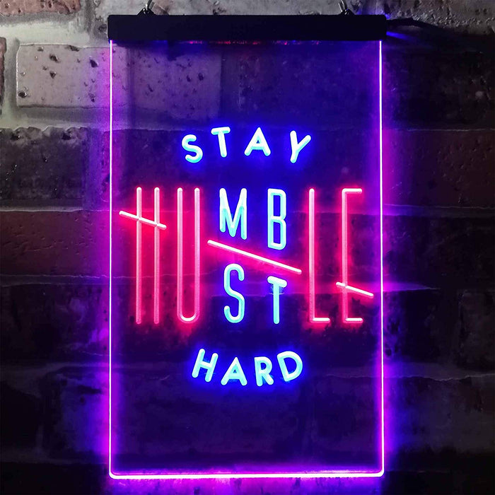 Motivational Quote Stay Humble Hustle Hard LED Light Sign - Way Up Gifts