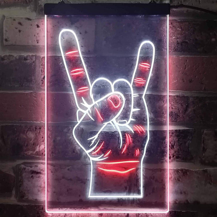 Rock n Roll Hand Sign of the Horns LED Light Sign - Way Up Gifts