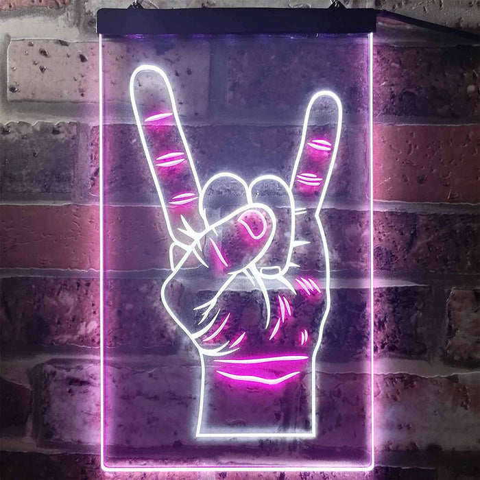 Rock n Roll Hand Sign of the Horns LED Light Sign - Way Up Gifts