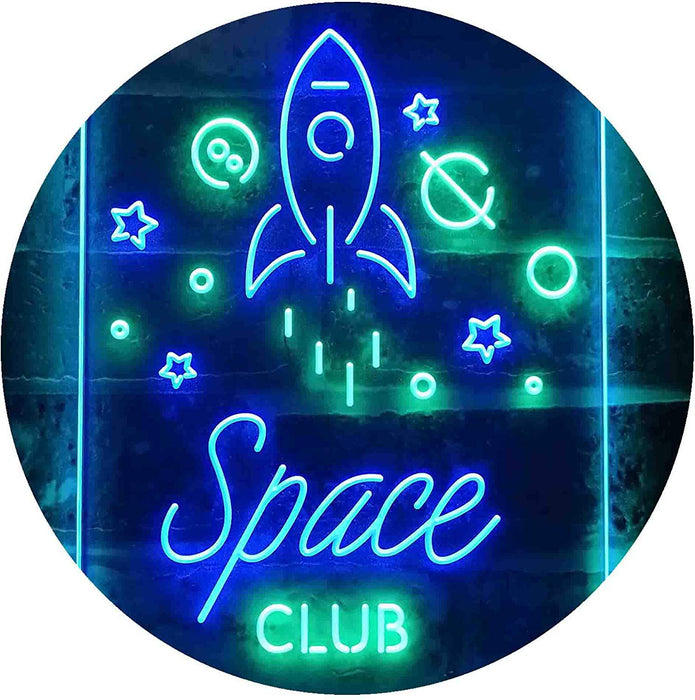 Rocket Space Club Kids Room Decor LED Light Sign - Way Up Gifts