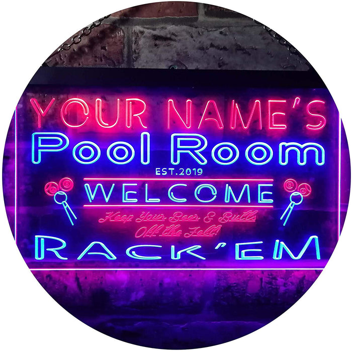 Personalized Billiards Pool Room LED Light Sign - Way Up Gifts