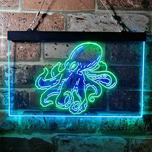 Sea Life Man Cave Ocean Decor Octopus LED Light Sign - Way Up Gifts