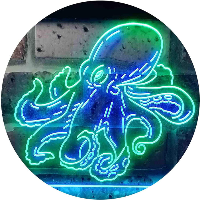 Sea Life Man Cave Ocean Decor Octopus LED Light Sign - Way Up Gifts