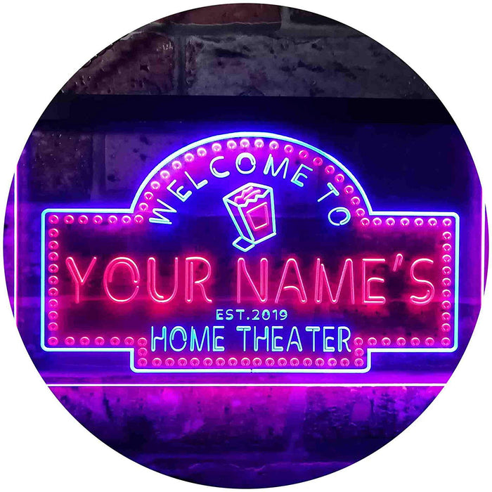 Personalized Movie Room Home Theater LED Light Sign - Way Up Gifts