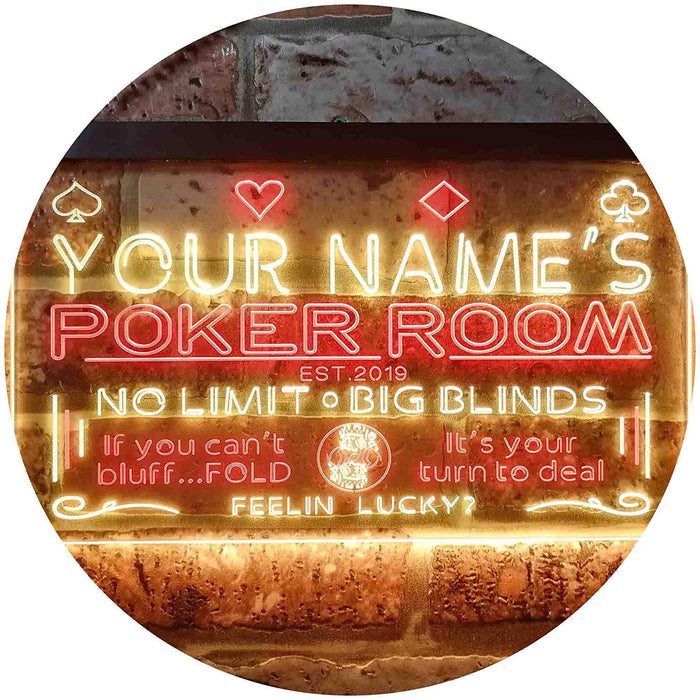 Personalized Poker Room LED Light Sign - Way Up Gifts