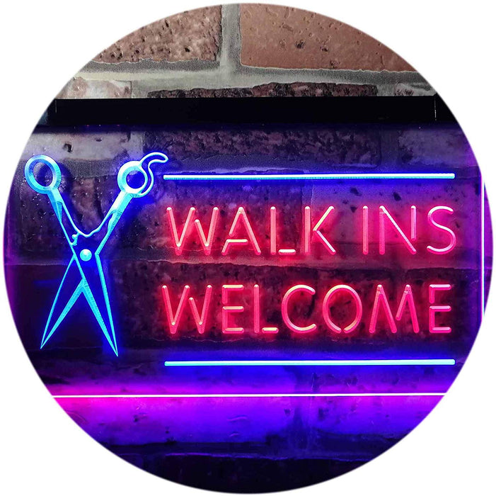 Barber Salon Hair Cuts Walk Ins Welcome LED Light Sign - Way Up Gifts