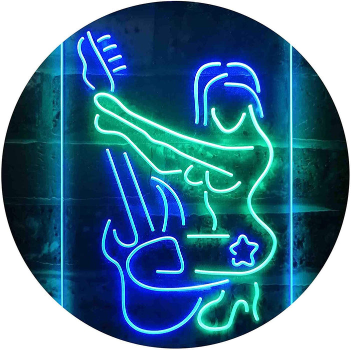 Sexy Girl Playing Guitar Music LED Light Sign - Way Up Gifts