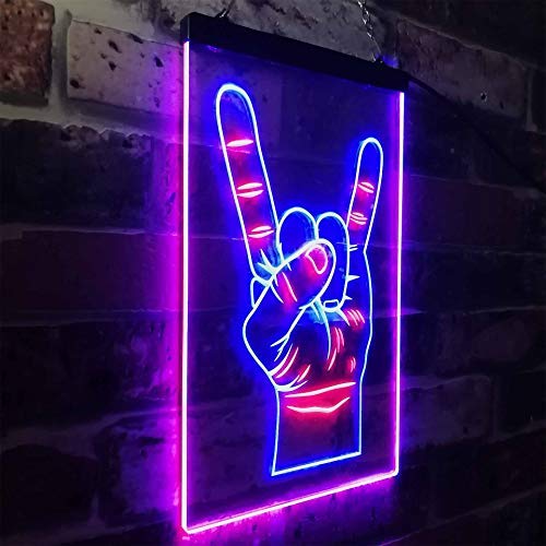 Rock n Roll Hand Sign of the Horns LED Light Sign - Way Up Gifts