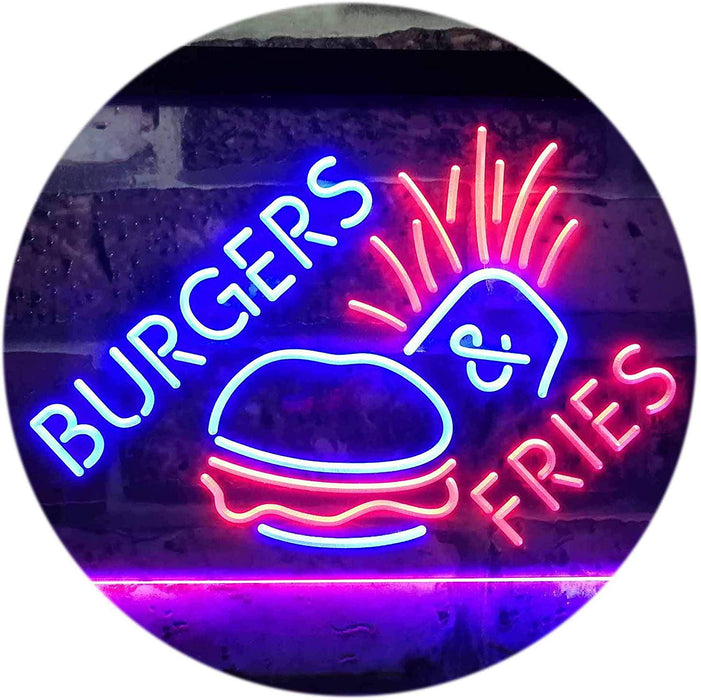 Hamburgers Burgers Fries LED Light Sign - Way Up Gifts