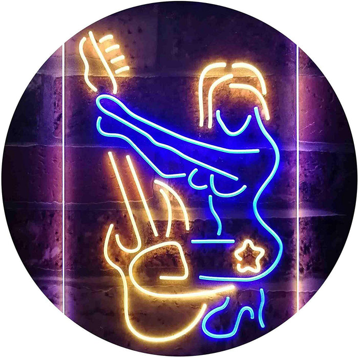 Sexy Girl Playing Guitar Music LED Light Sign - Way Up Gifts
