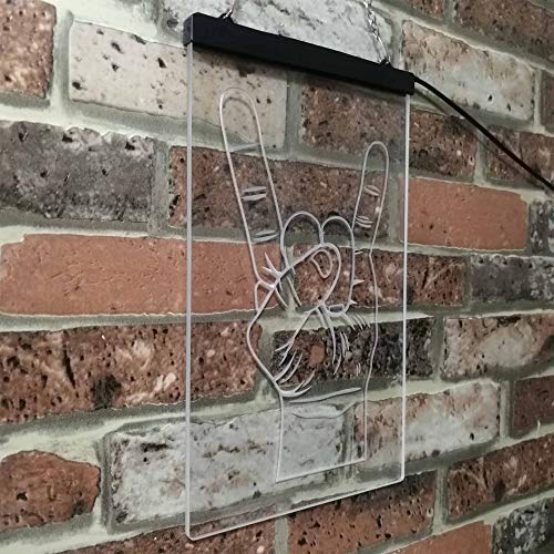 Rock n Roll Hand Sign of the Horns LED Light Sign - Way Up Gifts