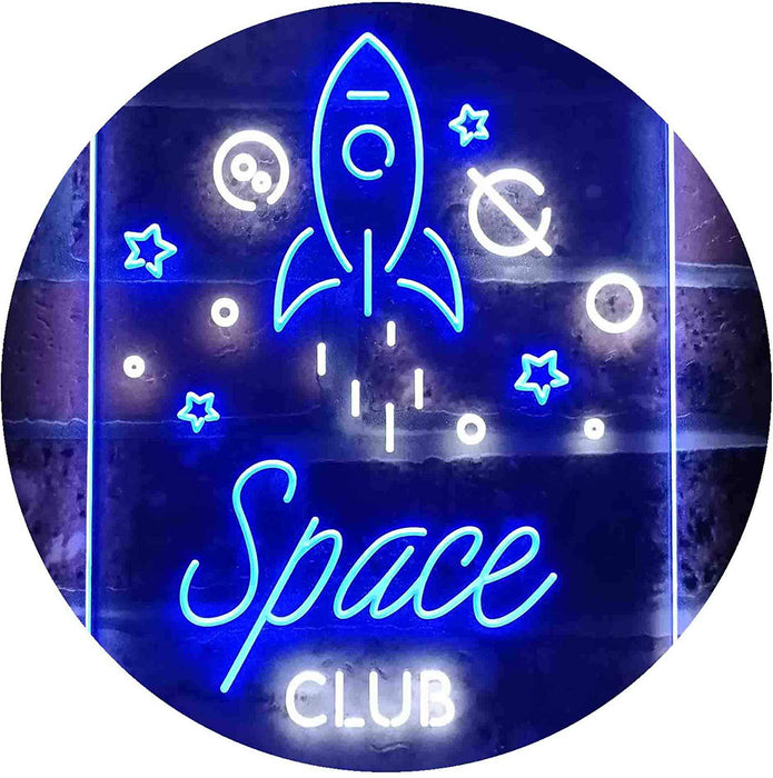 Rocket Space Club Kids Room Decor LED Light Sign - Way Up Gifts