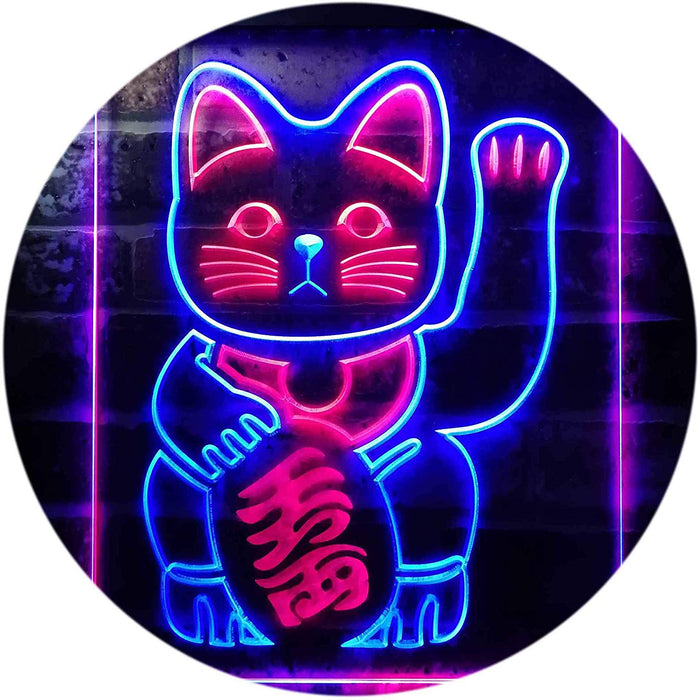 Maneki Neko Lucky Cat Welcome Japan LED Light Sign - Way Up Gifts
