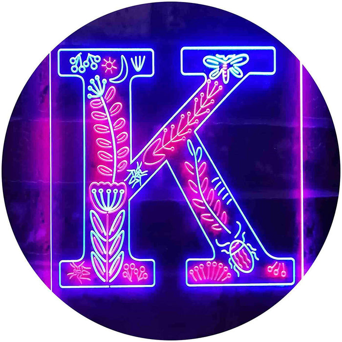 Family Name Letter K Monogram Initial LED Light Sign - Way Up Gifts