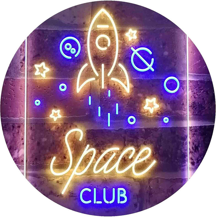 Rocket Space Club Kids Room Decor LED Light Sign - Way Up Gifts