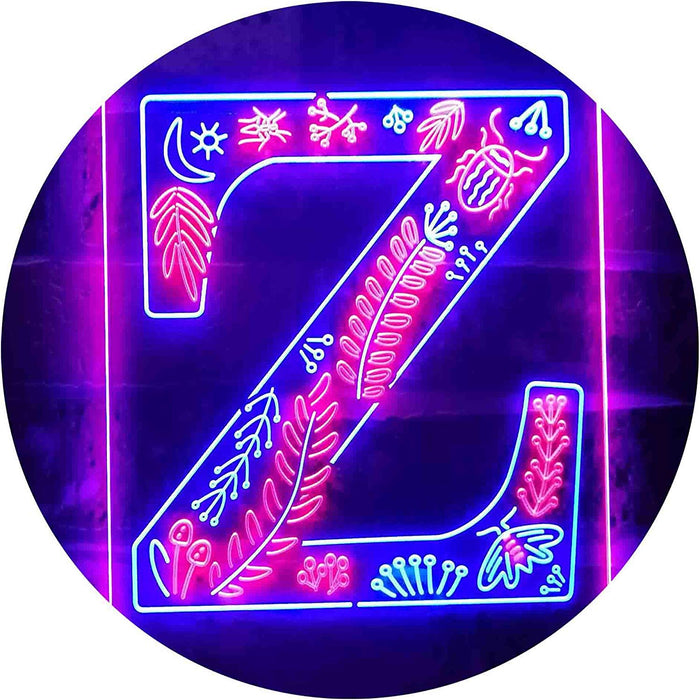 Family Name Letter Z Monogram Initial LED Light Sign - Way Up Gifts