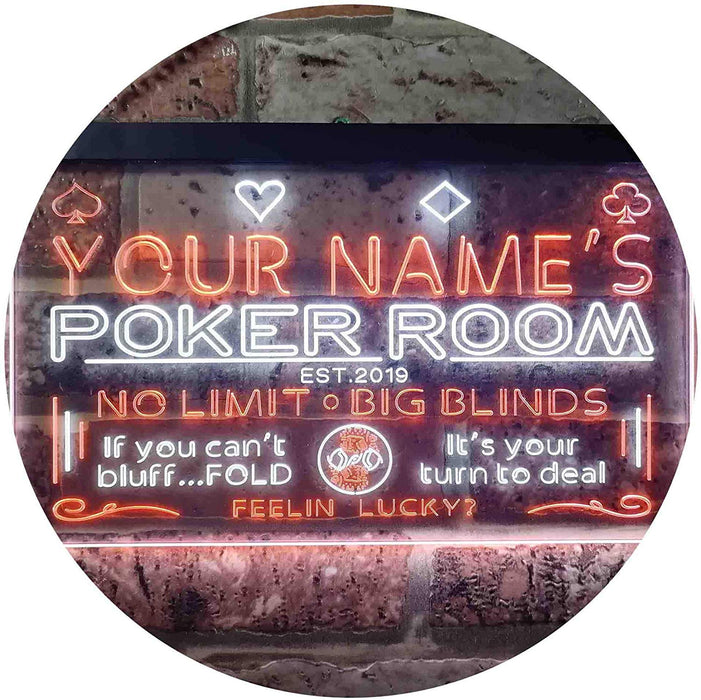 Personalized Poker Room LED Light Sign - Way Up Gifts