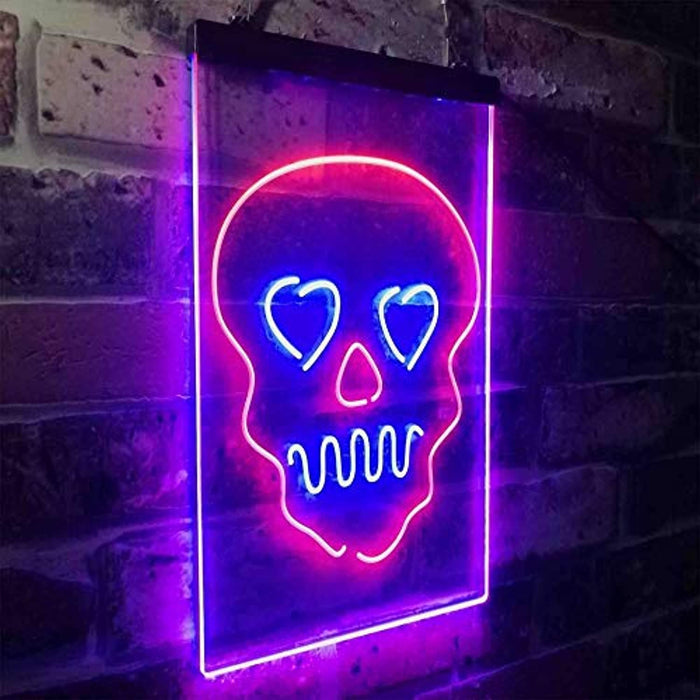 Skull Head Heart Eyes LED Light Sign - Way Up Gifts