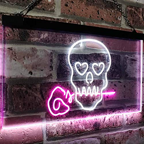 Skull with Rose LED Light Sign - Way Up Gifts
