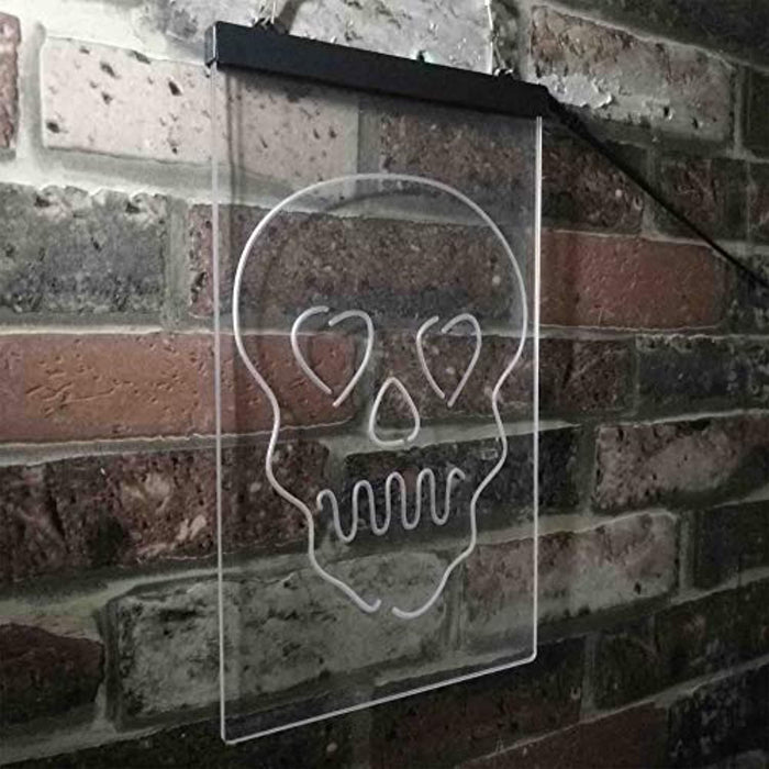 Skull Head Heart Eyes LED Light Sign - Way Up Gifts