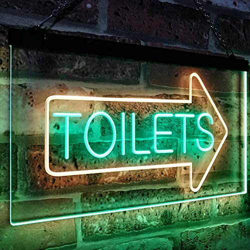Restrooms Arrow Right Toilets LED Light Sign - Way Up Gifts