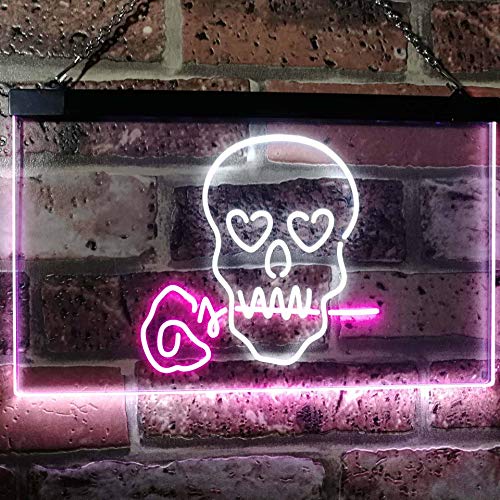 Skull with Rose LED Light Sign - Way Up Gifts