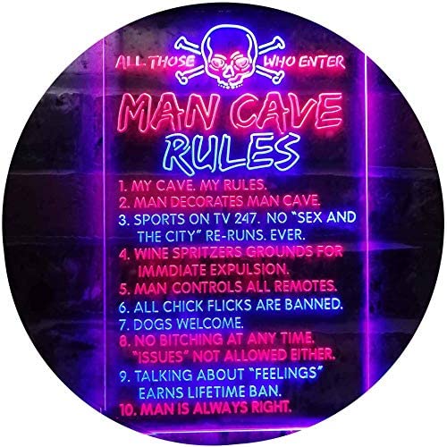 Man Cave Rule Game Room LED Light Sign - Way Up Gifts