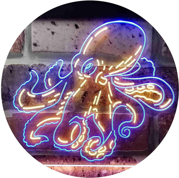 Sea Life Man Cave Ocean Decor Octopus LED Light Sign - Way Up Gifts