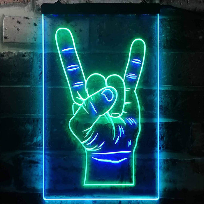 Rock n Roll Hand Sign of the Horns LED Light Sign - Way Up Gifts
