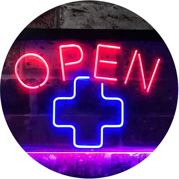 Open Medical Cross Dispensary LED Light Sign - Way Up Gifts