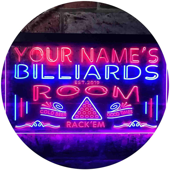 Personalized Pool Billiards Room LED Light Sign - Way Up Gifts