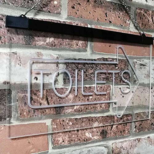 Restrooms Arrow Right Toilets LED Light Sign - Way Up Gifts
