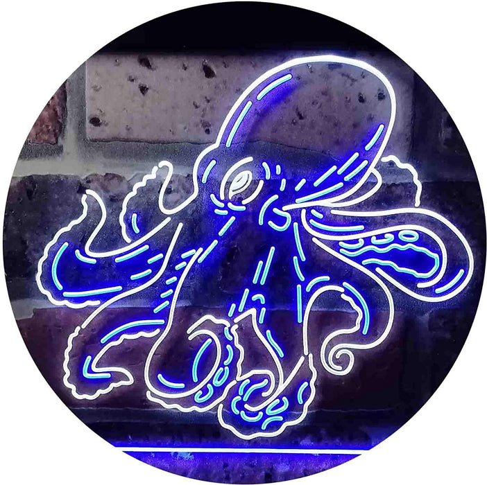 Sea Life Man Cave Ocean Decor Octopus LED Light Sign - Way Up Gifts