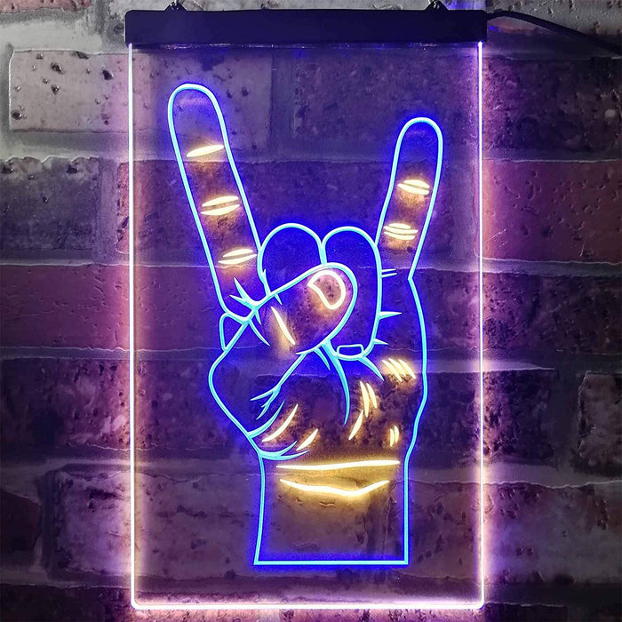 Rock n Roll Hand Sign of the Horns LED Light Sign - Way Up Gifts