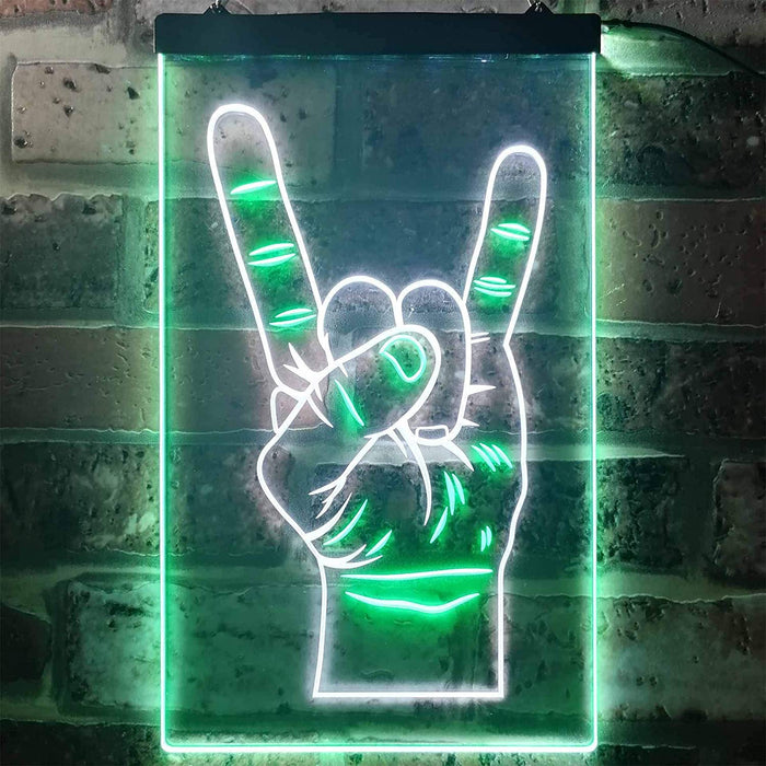 Rock n Roll Hand Sign of the Horns LED Light Sign - Way Up Gifts
